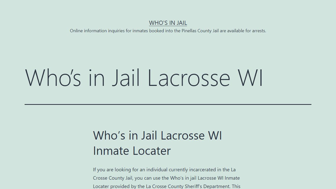 Who's in Jail Lacrosse WI - Who's In Jail
