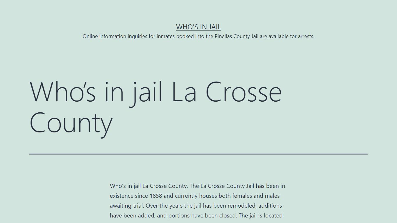 Who's in jail La Crosse County - Who's In Jail